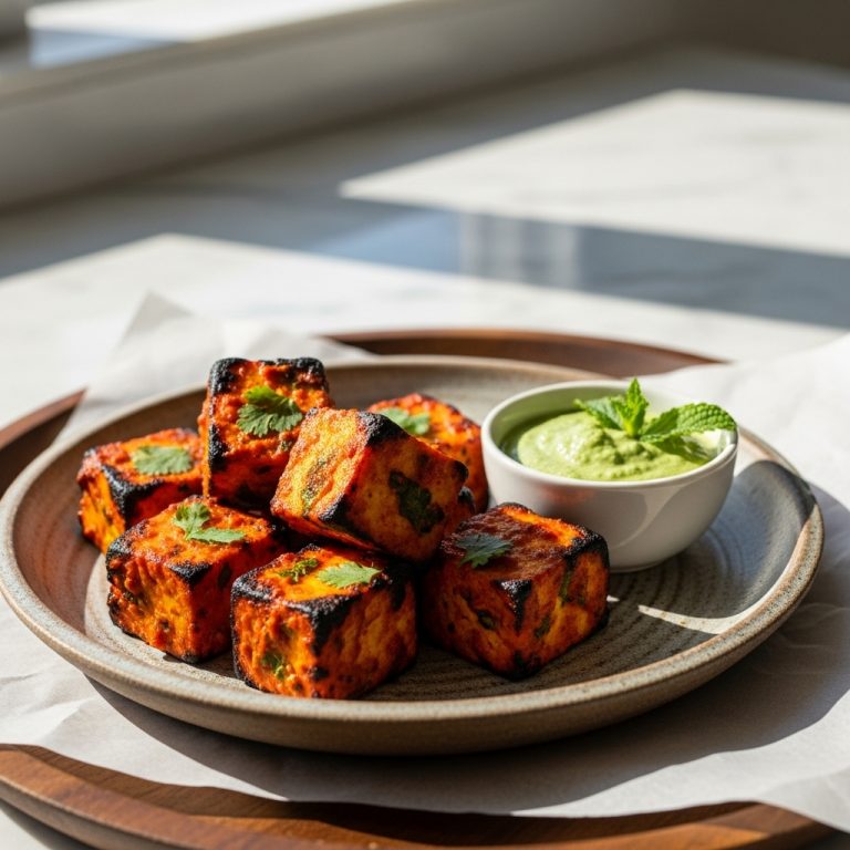 Spicy Gluten-Free Paneer Tikka with Mint Chutney