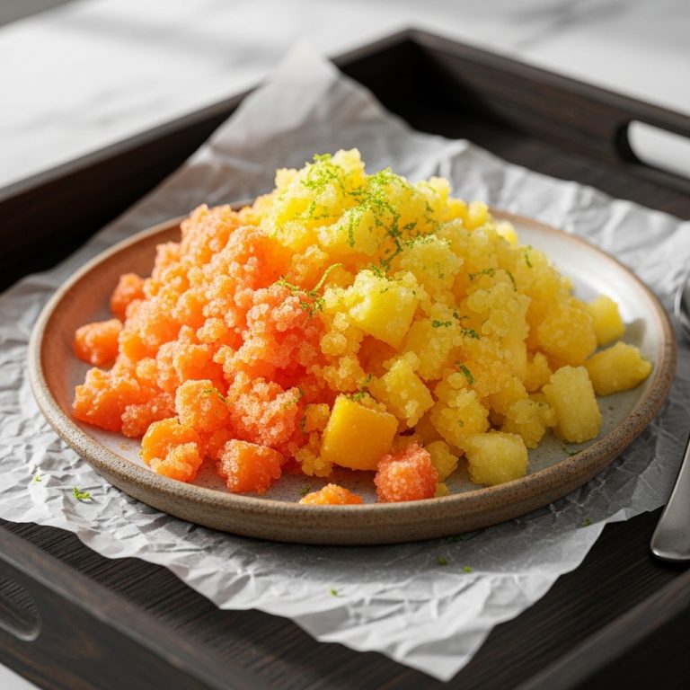 Spicy Mango-Pineapple Granita with Lime Zest