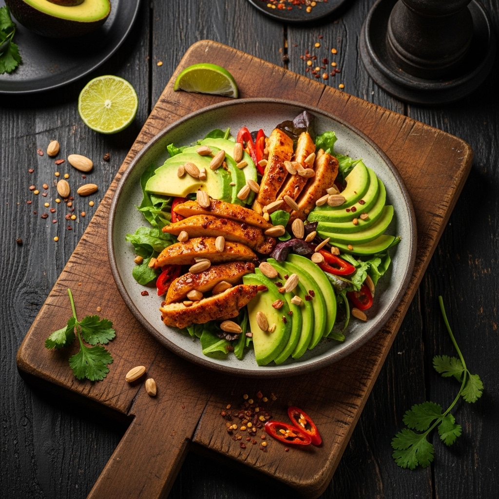 Spicy Peri-Peri Chicken Salad with Avocado and Almonds