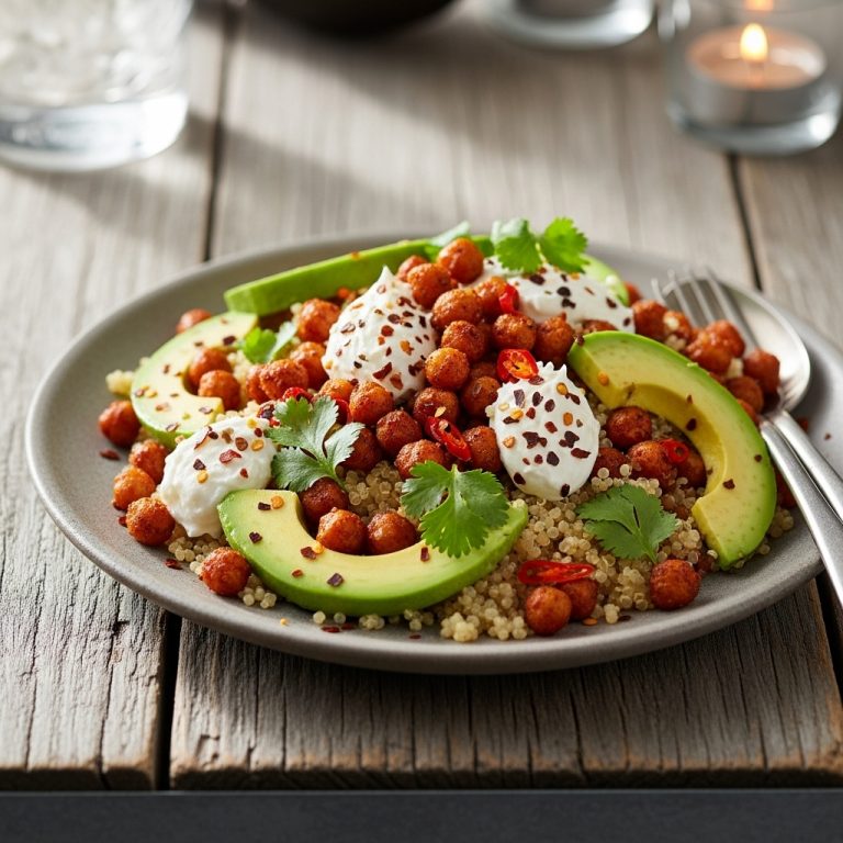 “Spicy Roasted Chickpea Salad With Avocado and Quinoa – A Delightful Vegetarian Argentinian Snack”