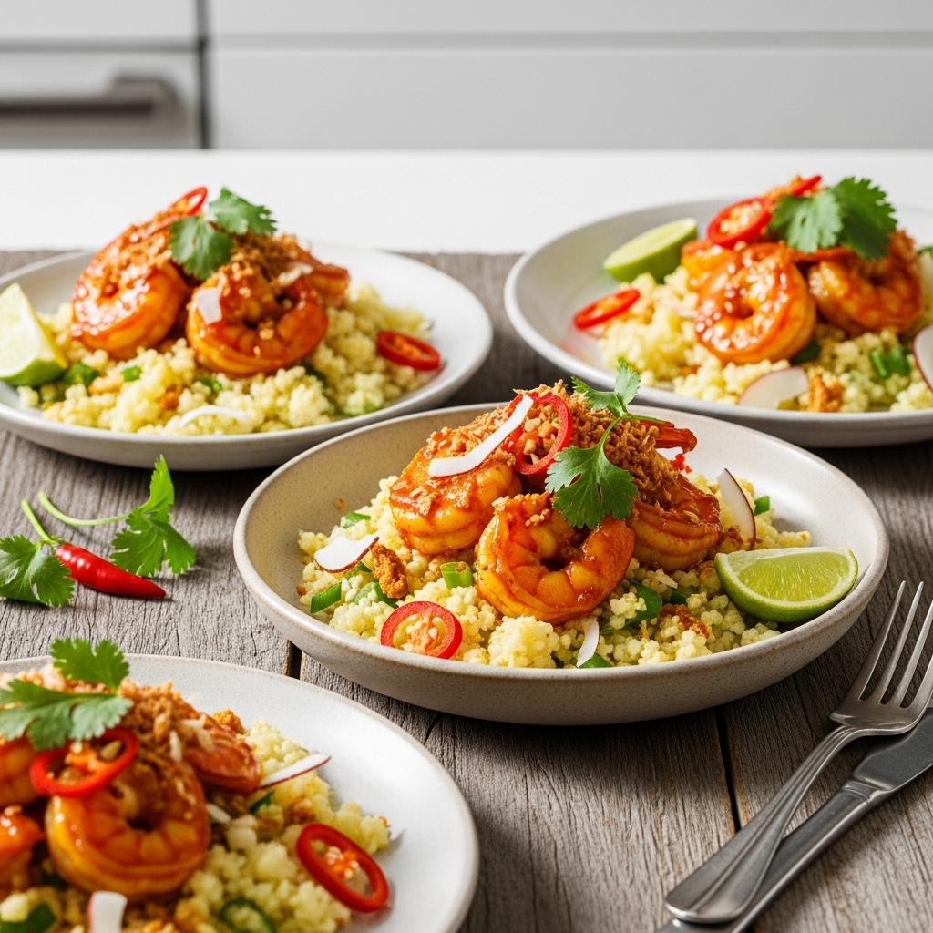 Spicy Shrimp and Cauliflower Rice Bowls – A Keto-Friendly Indonesian Snack