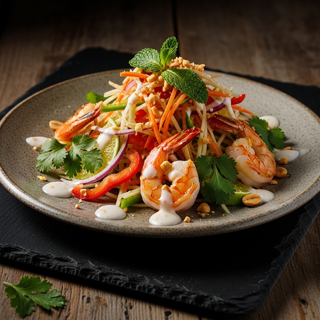 Spicy Thai Shrimp Salad with Coconut-Lime Dressing – Paleo Recipe
