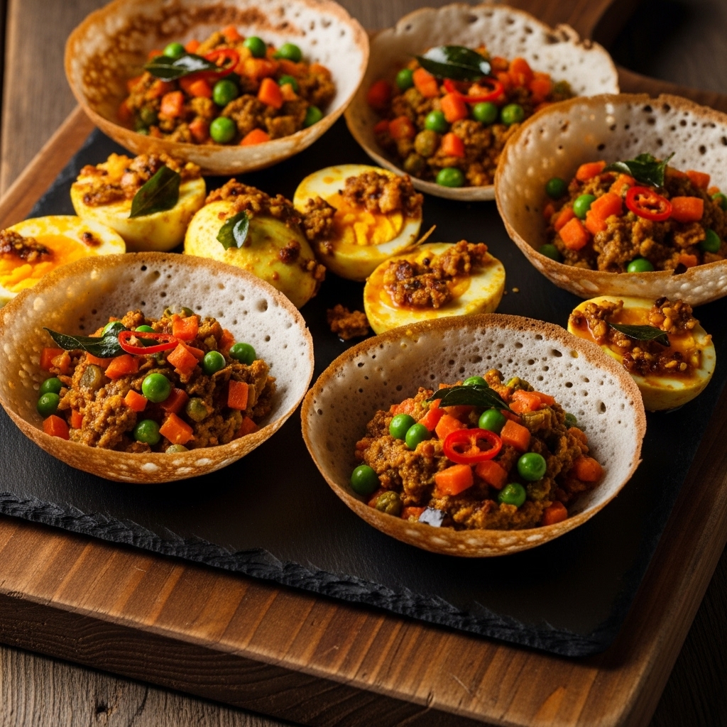 Sri Lankan Brunch Delight: Veggie Hoppers and Egg Curry