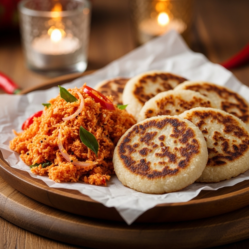 “Sri Lankan Coconut Sambol with Pol Roti – A Mouthwatering Breakfast Delight!”