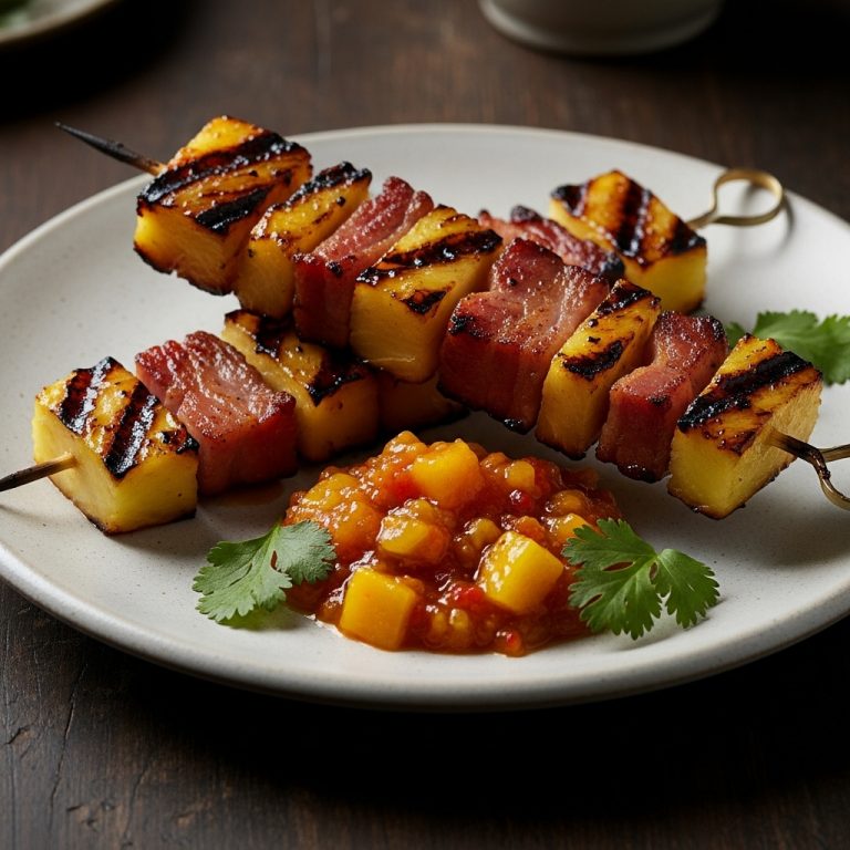 Street Food Fusion: Grilled Pineapple and Bacon Skewers with Spicy Mango Chutney