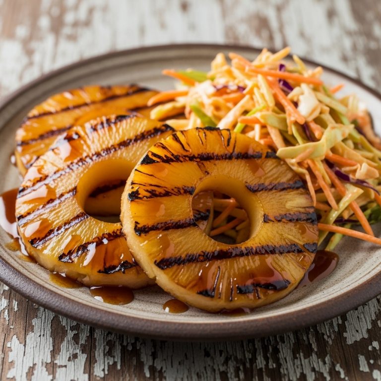 Street Food Magic – Grilled Teriyaki Pineapple Rings with Spicy Slaw