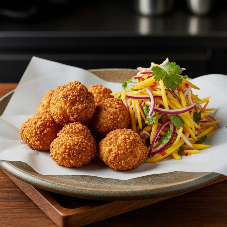 “Street-Food Rebel’s Crispy Cauliflower Bites with Spicy Mango Slaw”