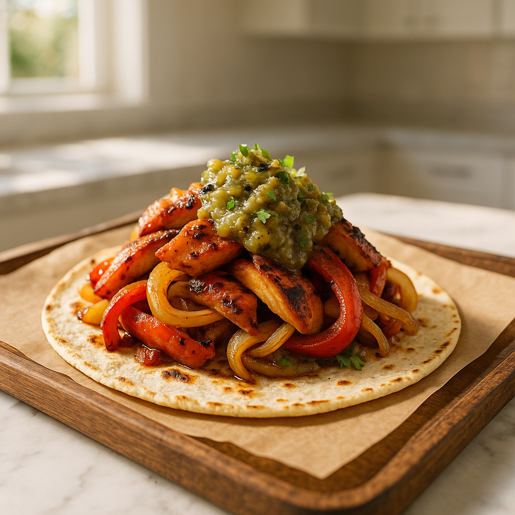 Street Food Smoky Chicken Fajitas with Charred Salsa Verde