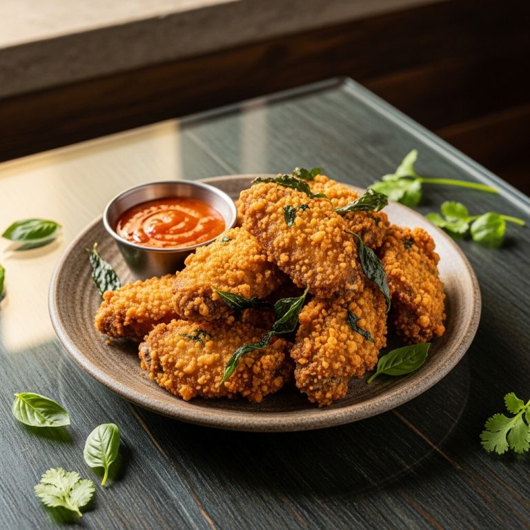 Street Food Snack: Crispy Thai Basil Wings with Spicy Dipping Sauce