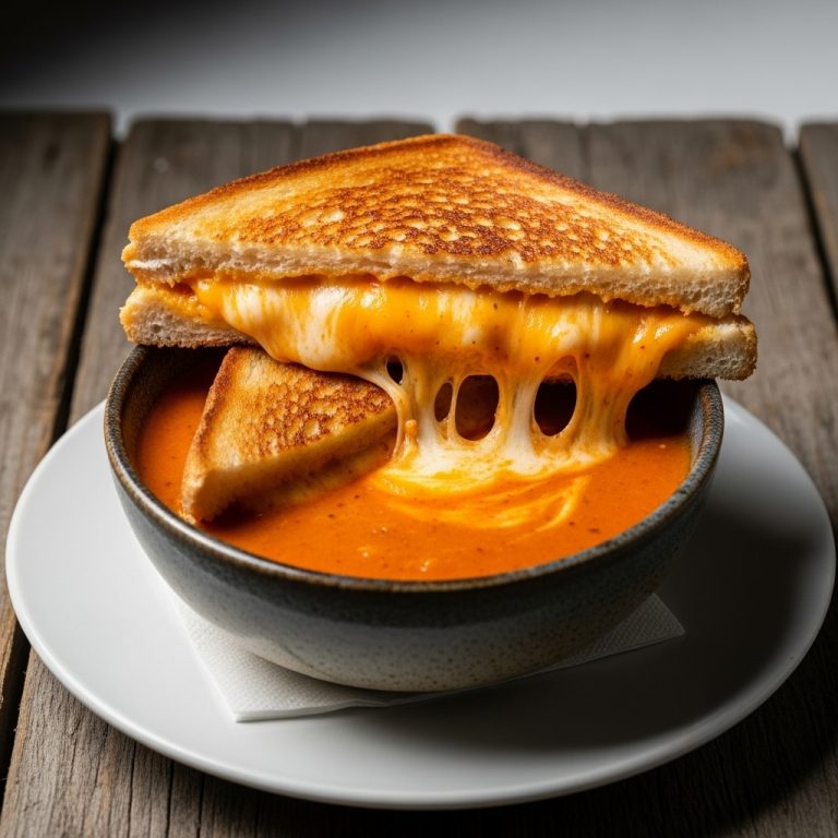 Street-Food Style Grilled Cheese with Spicy Tomato Soup