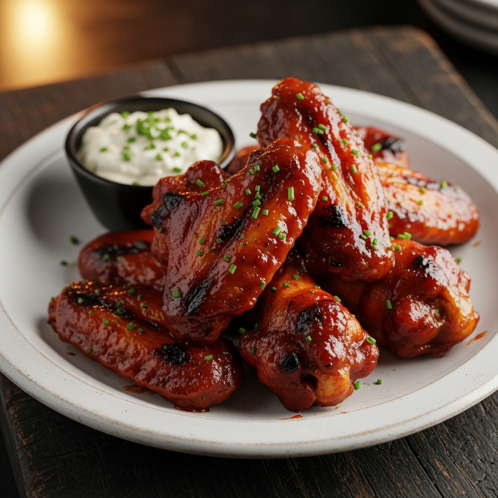 Street Style Smoky BBQ Chicken Wings with Creamy Blue Cheese Dip