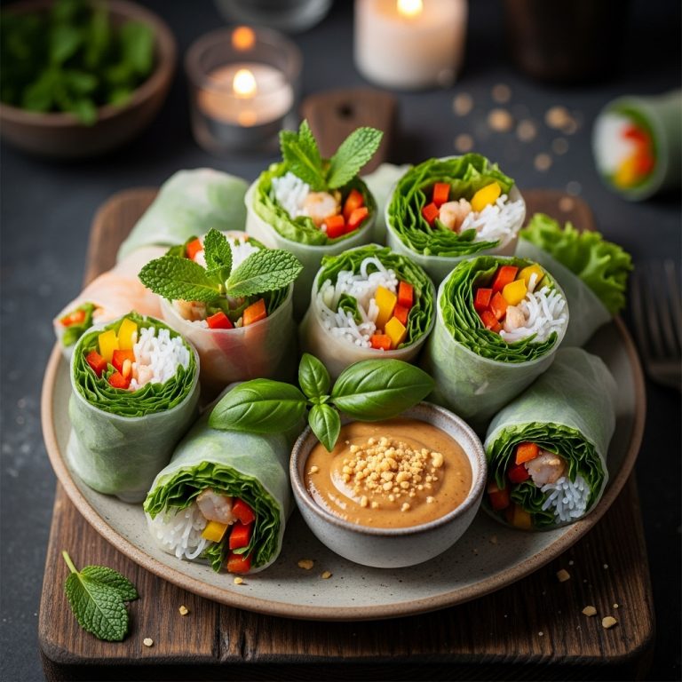Succulent Cambodian Gluten-Free Rice Paper Rolls with Smoky Peanut Sauce