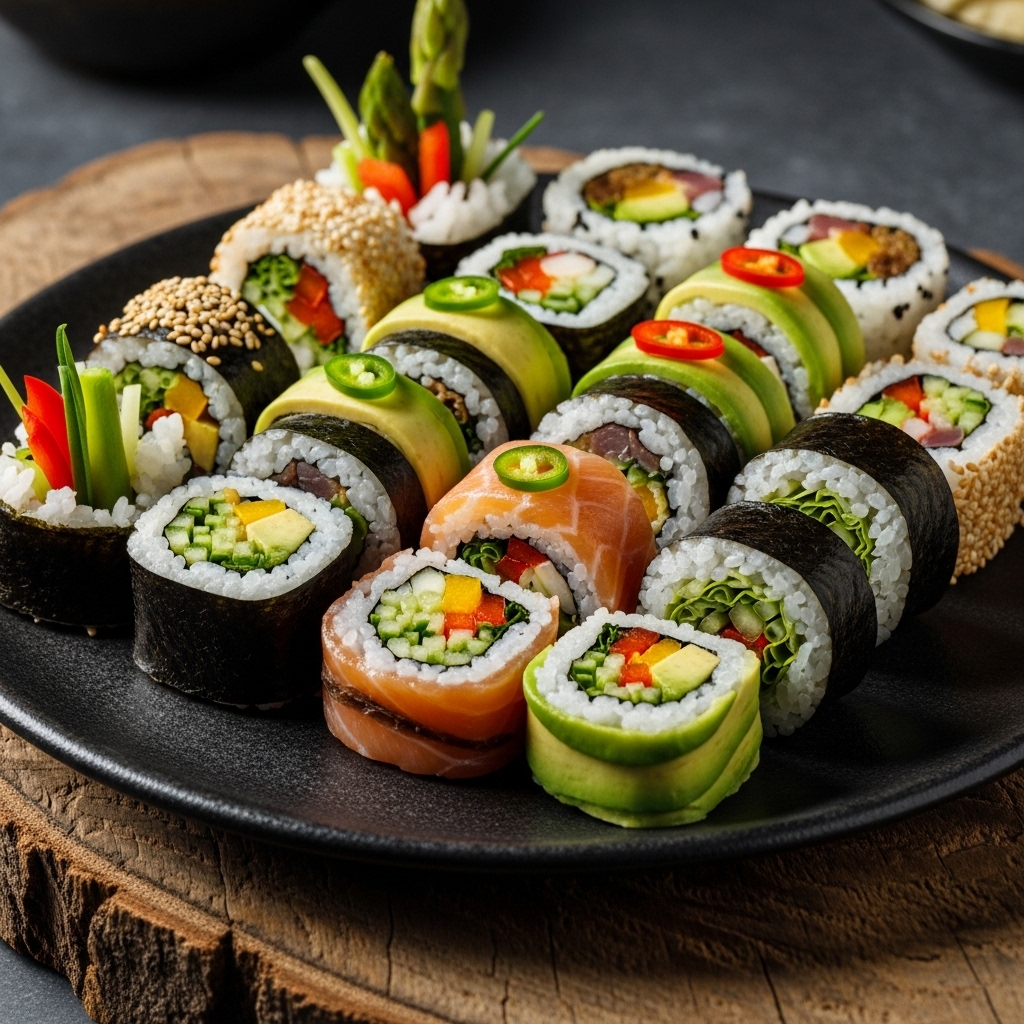 Succulent Japanese Vegetarian Sushi Rolls – A Healthy and Delicious Feast!