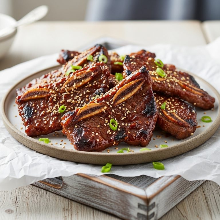 “Succulent Korean BBQ Beef Short Ribs in Spicy Soy Glaze (Galbi) – A Scrumptious Gluten-Free Feast!”