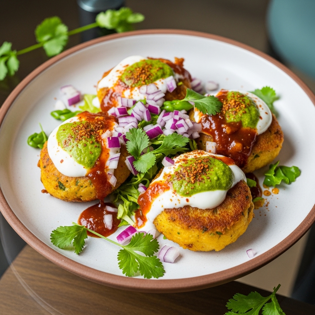 Succulent Vegetarian Pakistani Snack: Spicy Aloo Tikki Chaat