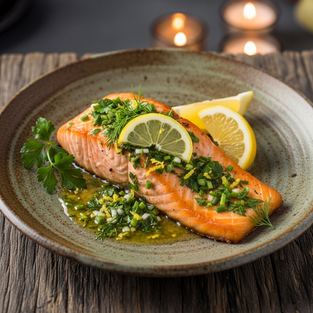 Summer Sunshine Keto Australian Salmon with Lemon Herb Sauce