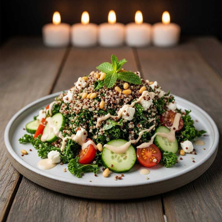 Summertime Kale & Quinoa Salad with Lemon-Tahini Dressing