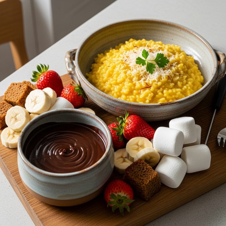 “Sumptuous Gluten-Free Italian Dinner Featuring Risotto Milanese & Chocolate Fondue”