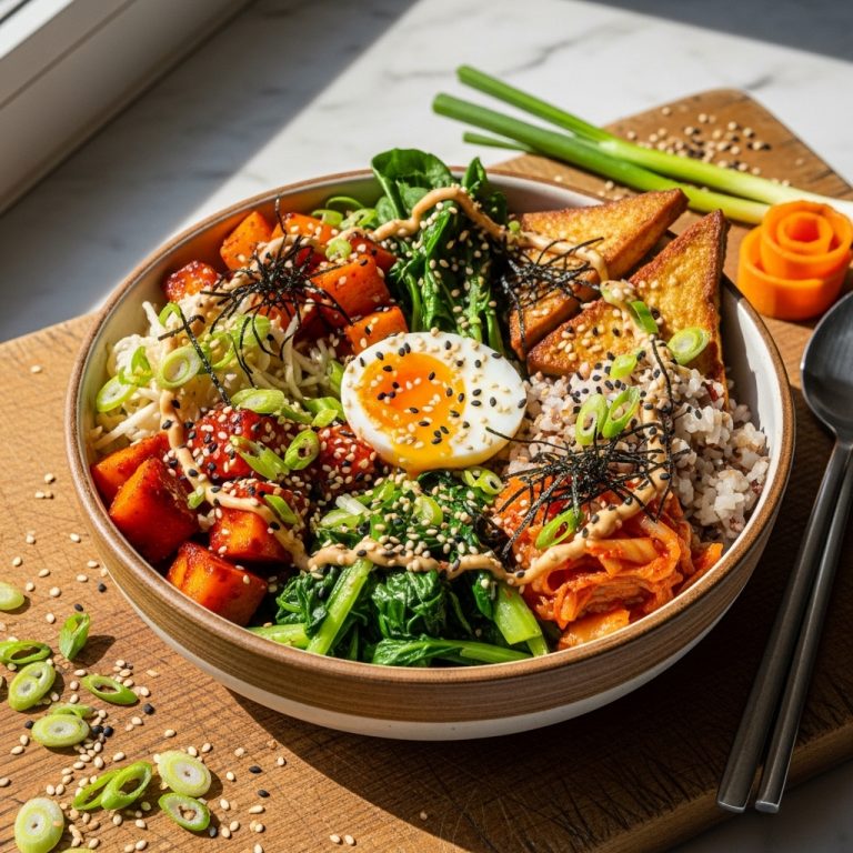 Sumptuous Korean-Inspired Vegetarian Brunch Bowl