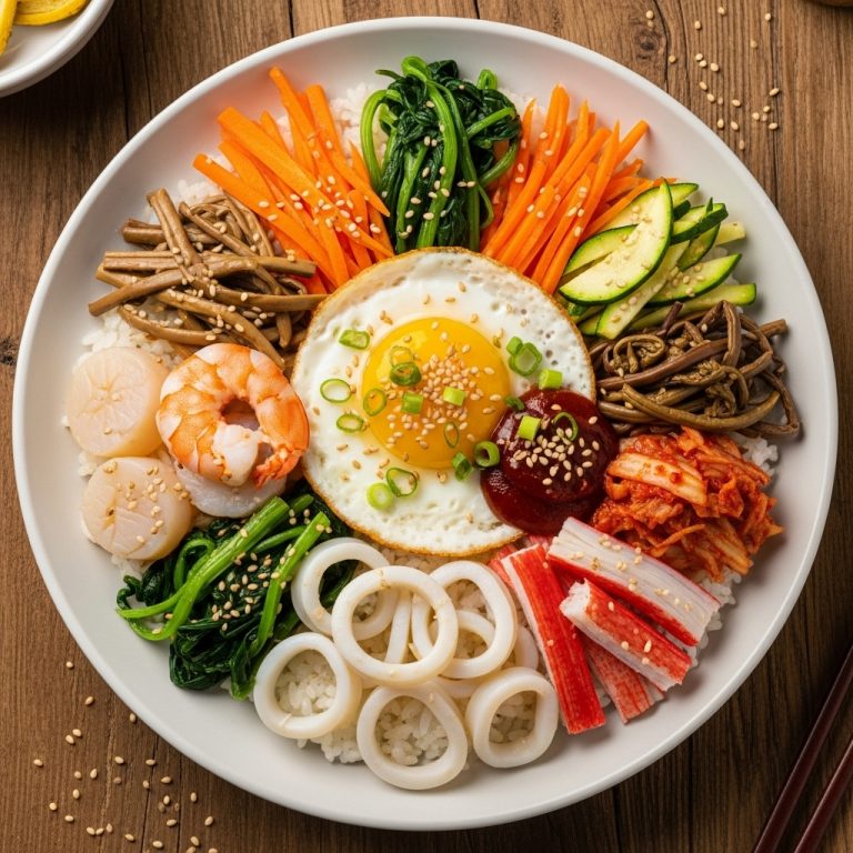 “Sumptuous Korean Seafood Bibimbap: A Gastronomic Delight for Advanced Home Chefs”