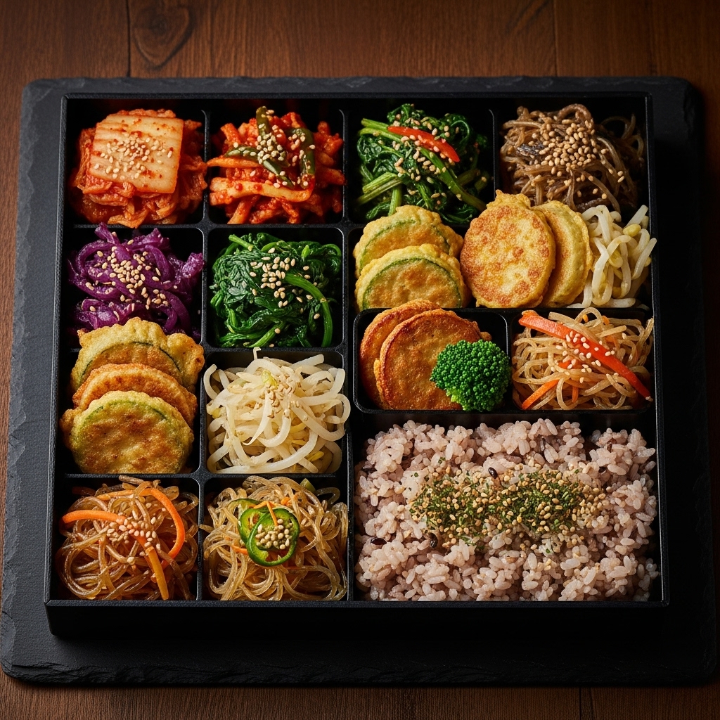 Sumptuous Korean Vegetarian Lunch Box – A Culinary Delight