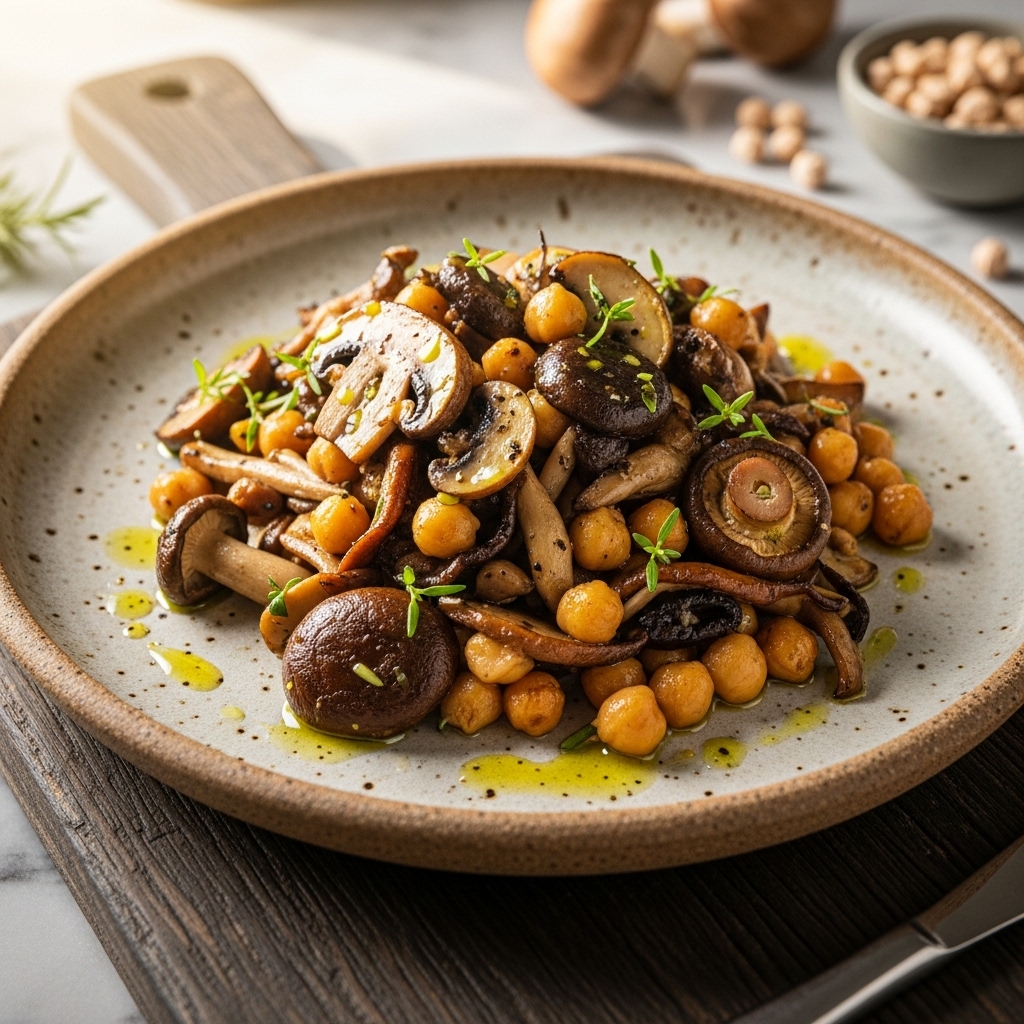 Sumptuous Mushroom and Chickpea Medley with Truffle Oil (Vegan)
