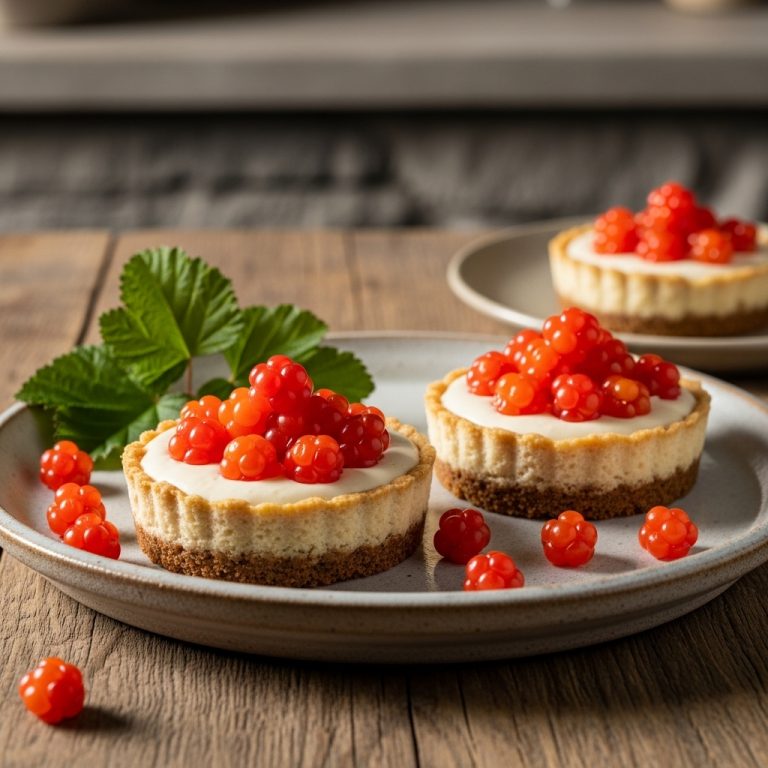 Sumptuous Nordic Vegetarian Dessert: Creamy Cloudberry Cheesecake Tartlets