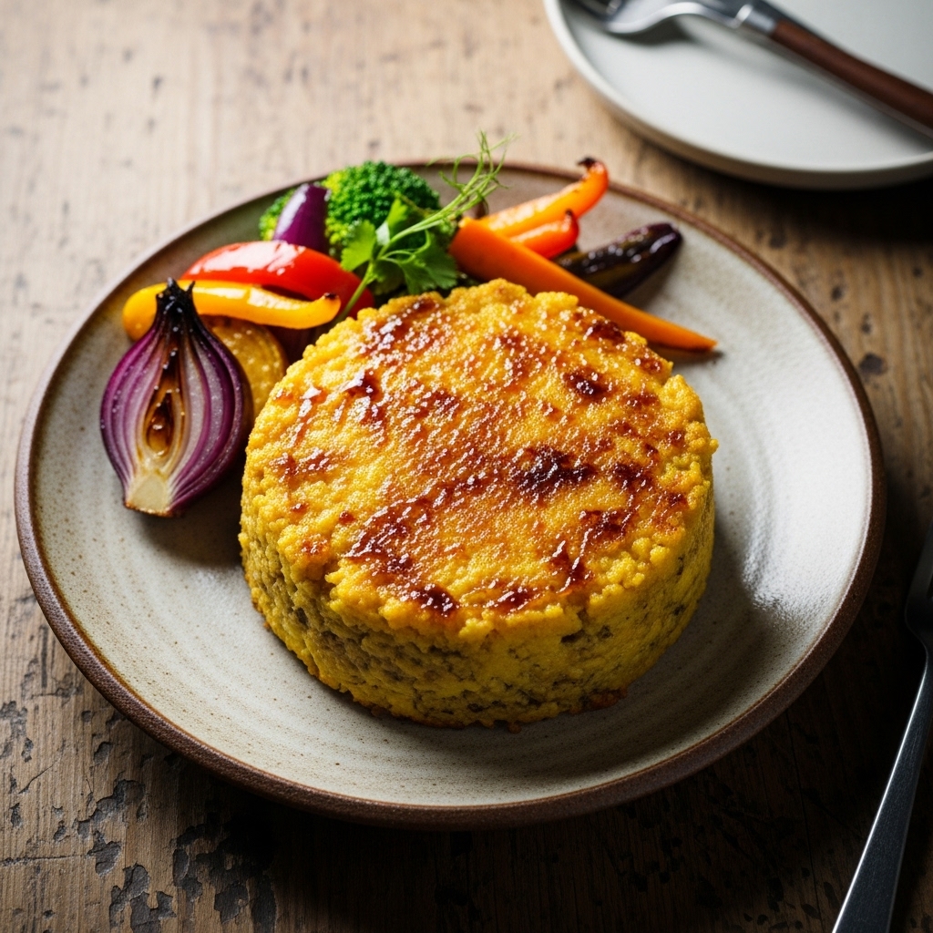 Sumptuous South African Gluten-Free Bobotie Pie with Golden Pap and Caramelized Vegetables