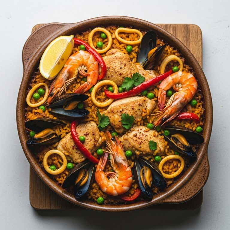 “Sumptuous Spanish Gluten-Free Paella with Chicken and Seafood: A Cinematic Culinary Experience”