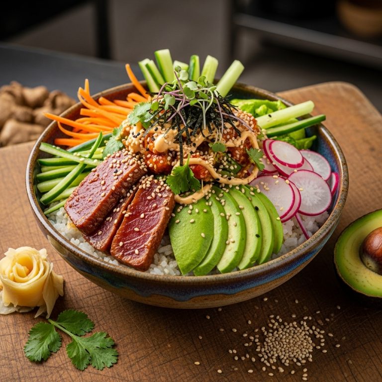 “Sumptuous Vegan Sushi Burrito Bowl: A Delightful Fusion of Japanese Flavors”
