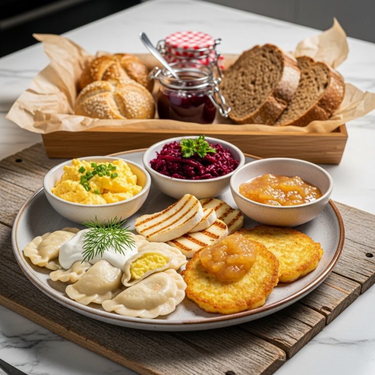 Sumptuous Vegetarian Polish Breakfast: A Symphony of Textures and Flavors