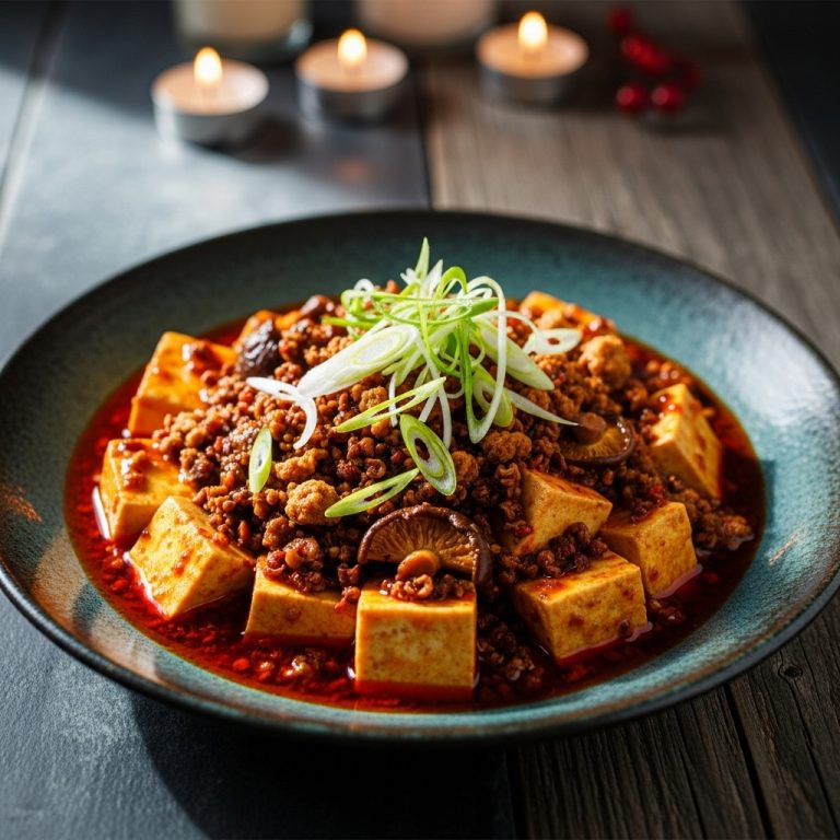 Sumptuous Vegetarian Szechuan Mapo Tofu in Spicy Sauce