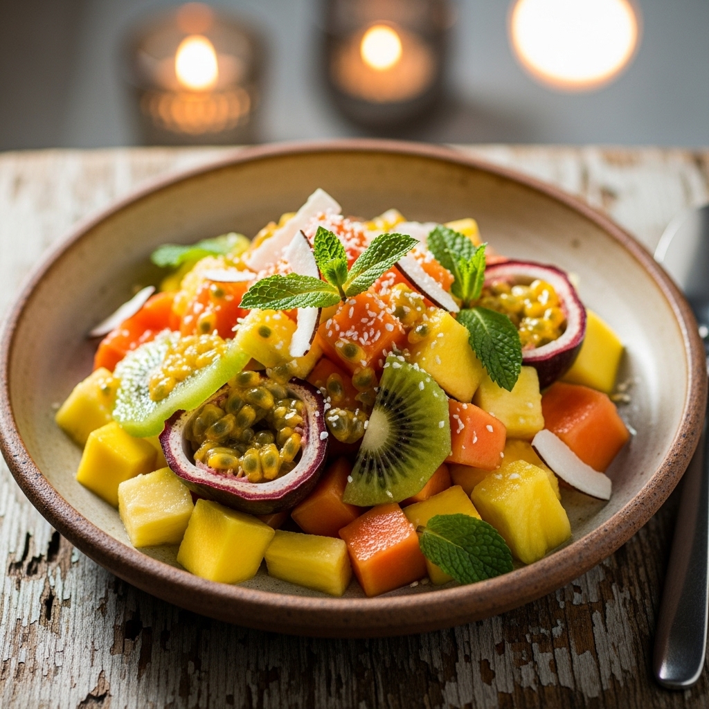 Sunlit Bliss: A Vegan Tropical Fruit Salad