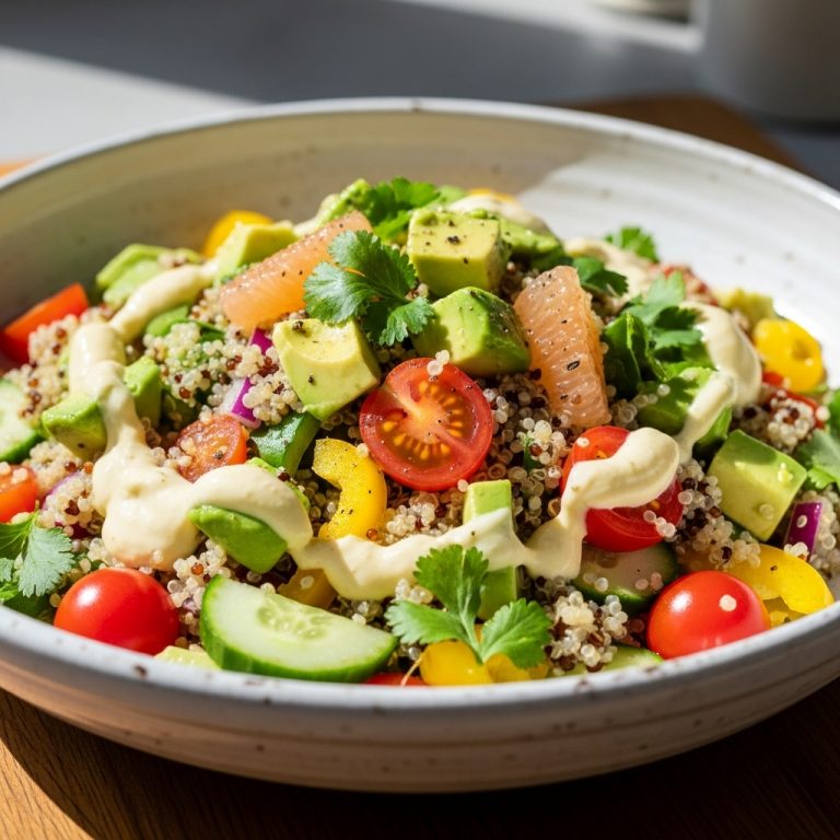 Sunlit Quinoa Salad with Citrus Avocado Dressing