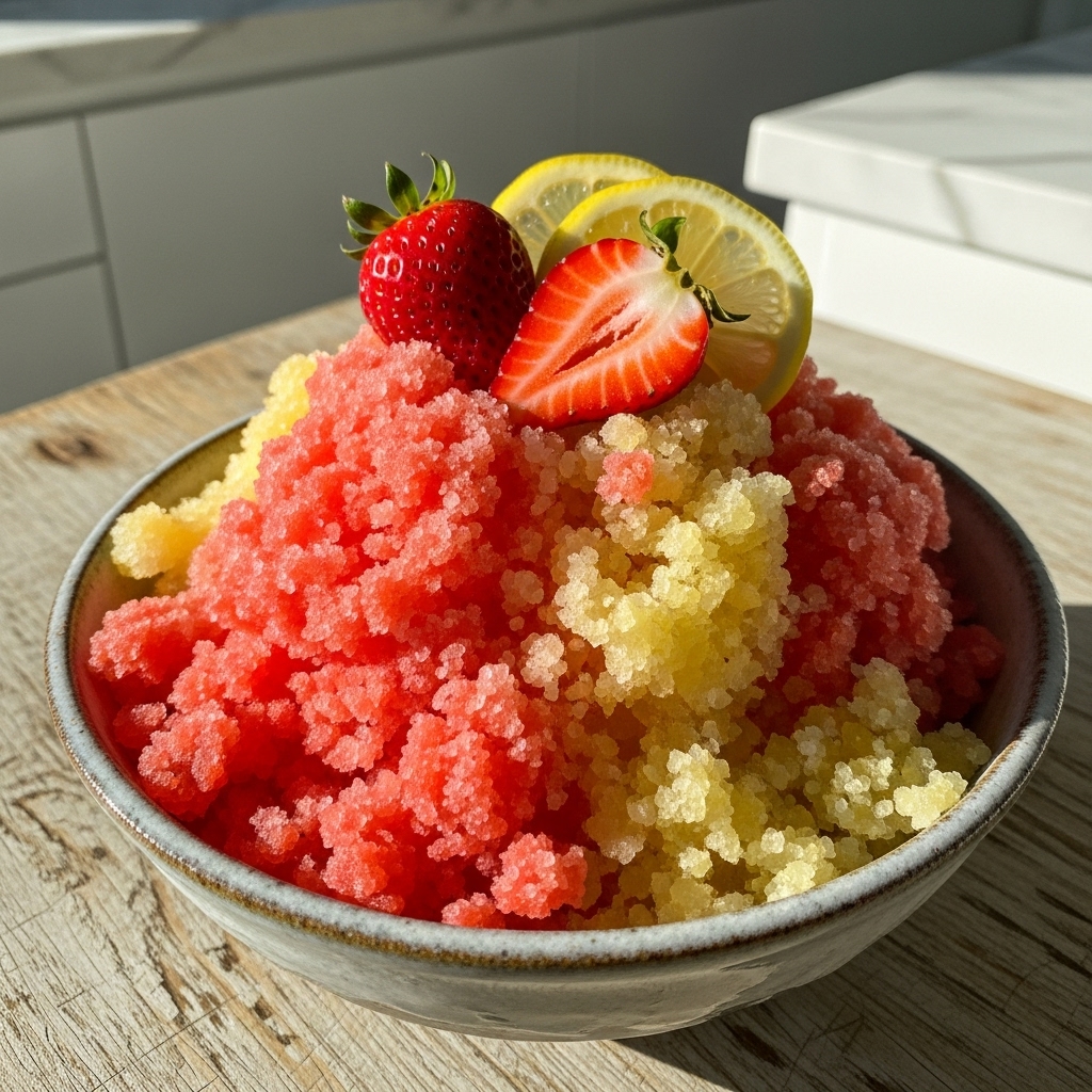 Sunlit Strawberry Lemonade Granita
