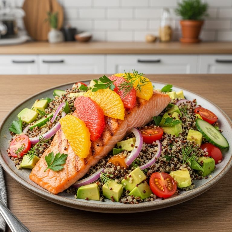 Sunrise Citrus Salmon Salad with Quinoa