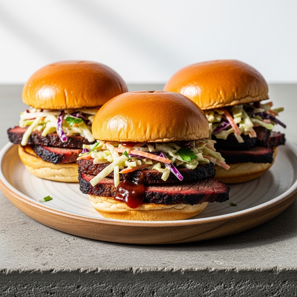 Tailgate Game Day BBQ Beef Brisket Sliders with Zesty Coleslaw