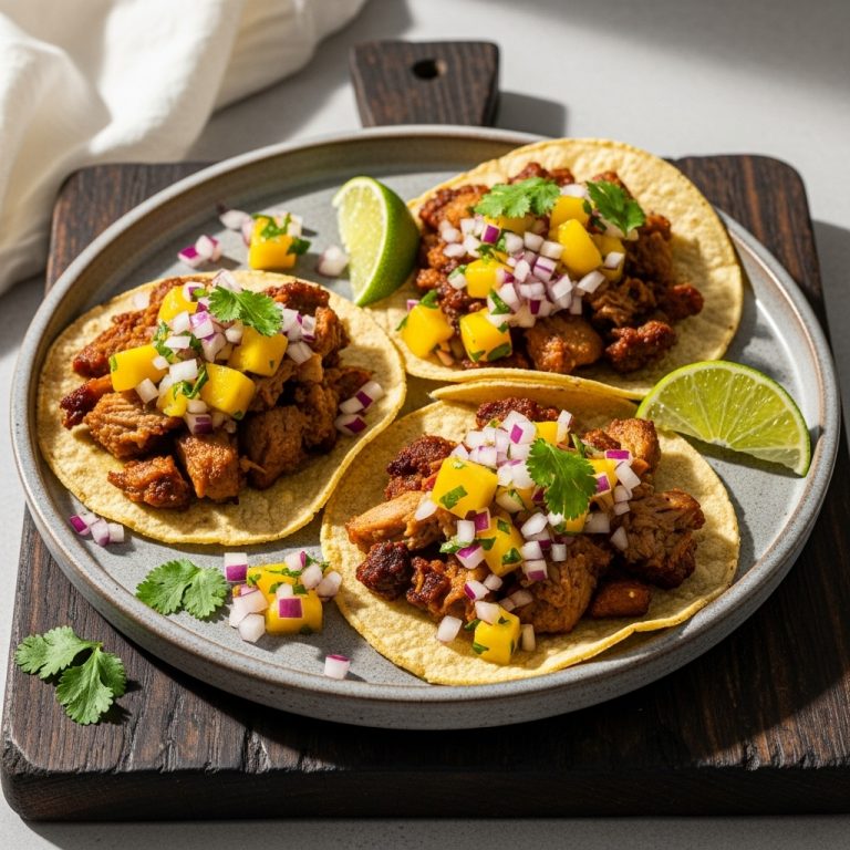 Tailgate Game Day Carnitas Tacos with Smoky Mango Salsa