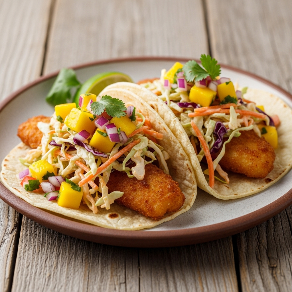 Tailgate Game Day Dinner – Baja Fish Tacos with Mango Salsa and Spicy Slaw