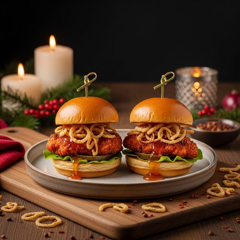 Tailgate Game Day Lunch: Firecracker Chicken Sliders with Crispy Onions and Honey-Mustard Sauce