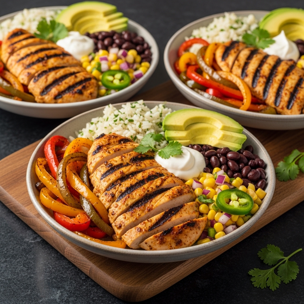 Tailgate Game Day Lunch: Smoky Grilled Chicken Fajita Bowls