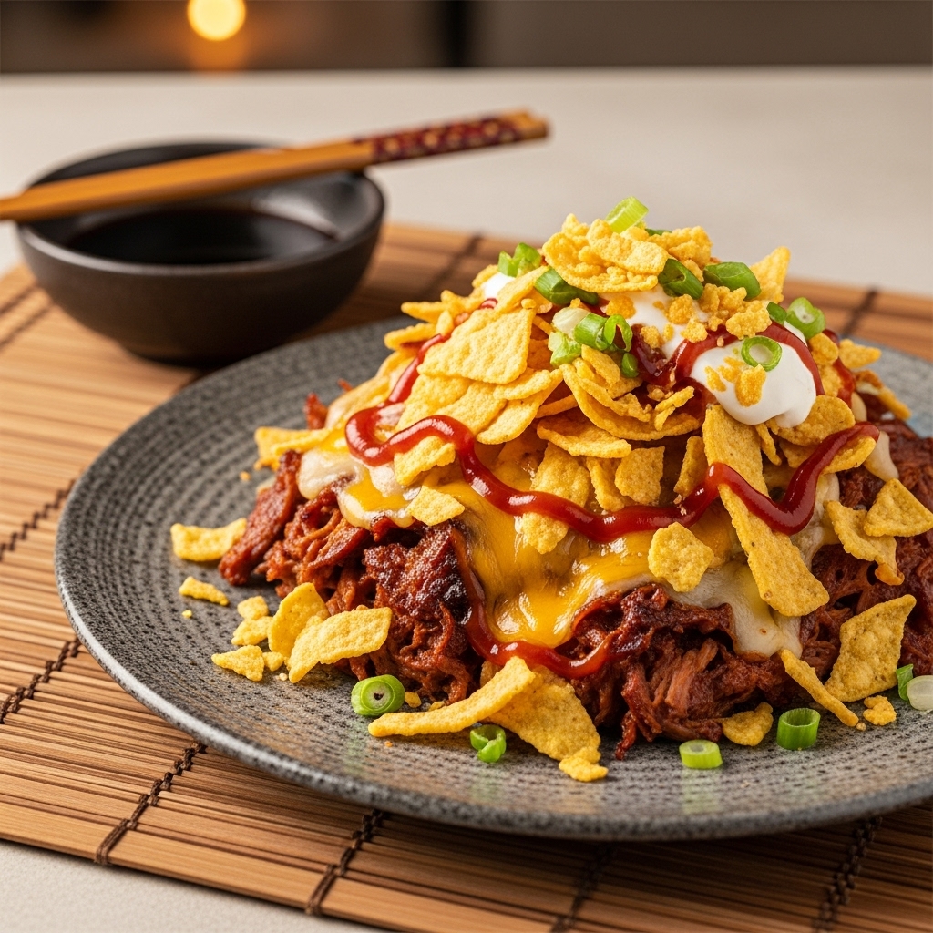 Tailgate Game Day Smoky Cheesy BBQ Frito Pie