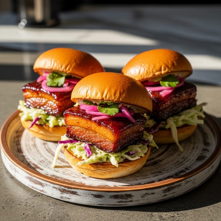 Tennessee Whiskey Glazed Pork Belly Sliders
