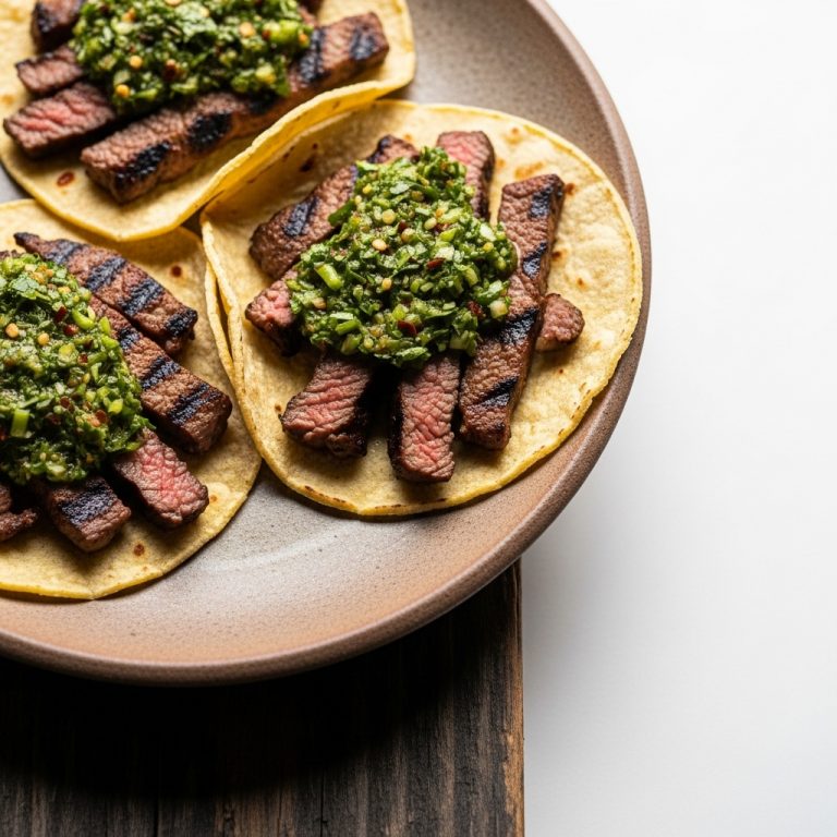 Tex-Mex Carne Asada Street Tacos with Chimichurri Sauce