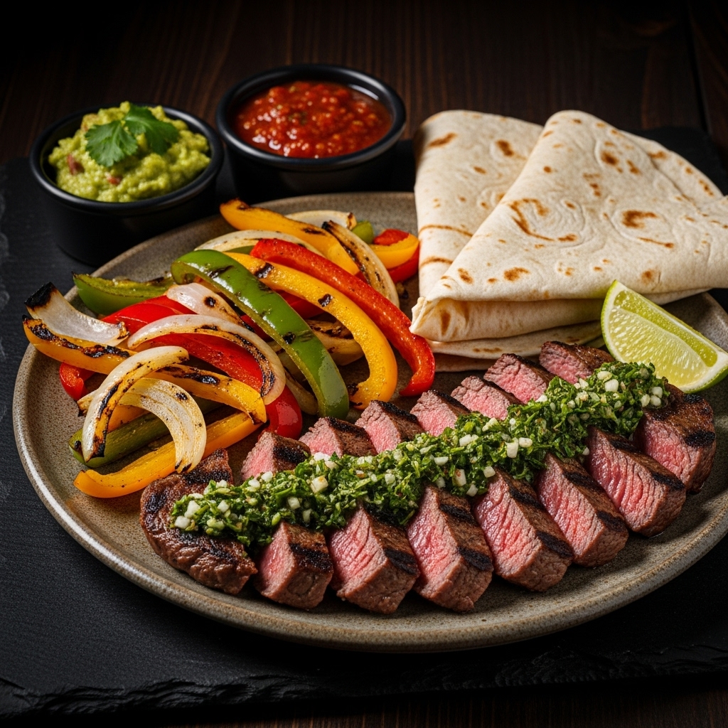 Tex-Mex Cookout Dinner: Grilled Chimichurri Steak Fajitas