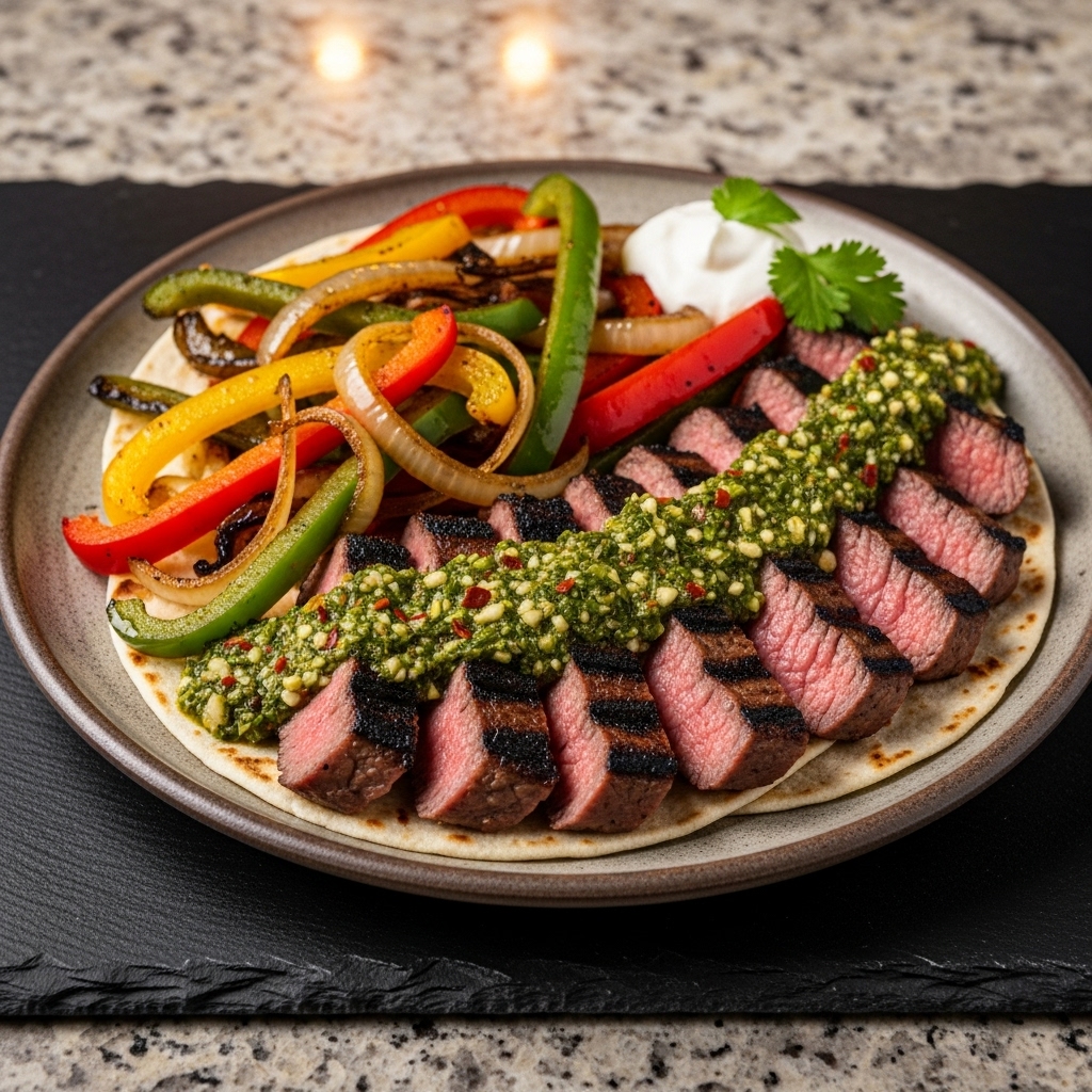 Tex-Mex Cookout Lunch: Grilled Chimichurri Steak Fajitas