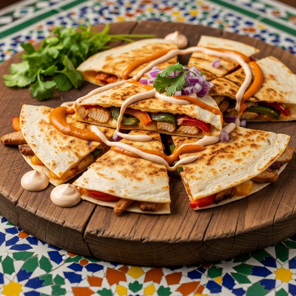Tex-Mex Cookout Snack: Grilled Fajita Quesadilla with Smoky Chipotle Crema