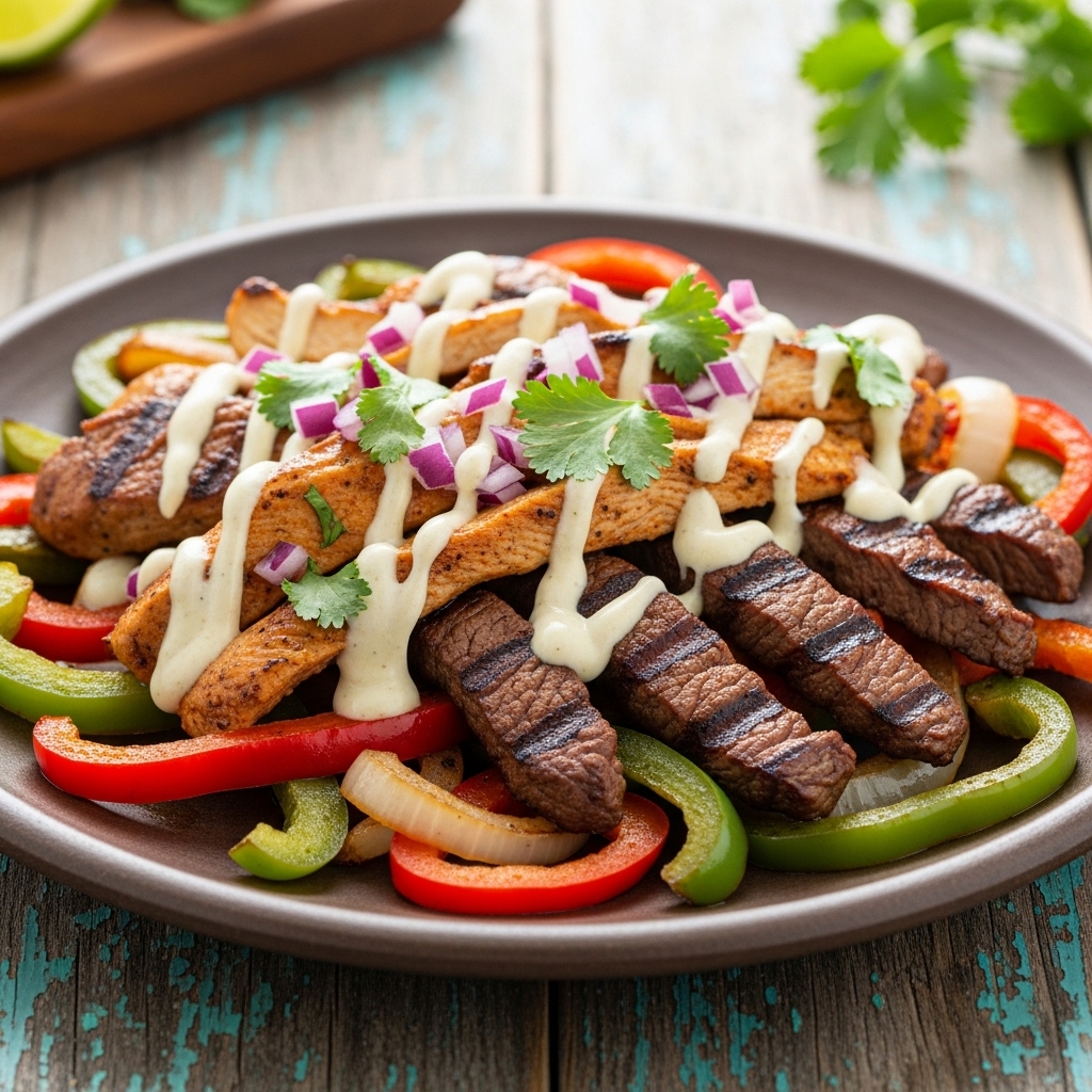 Tex-Mex Fiesta Fajitas with Chipotle Lime Cream