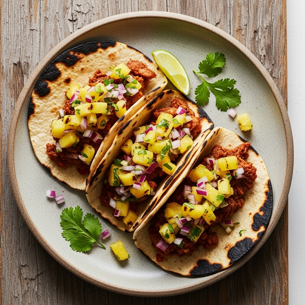 Tex-Mex Street Tacos with Grilled Pineapple Salsa