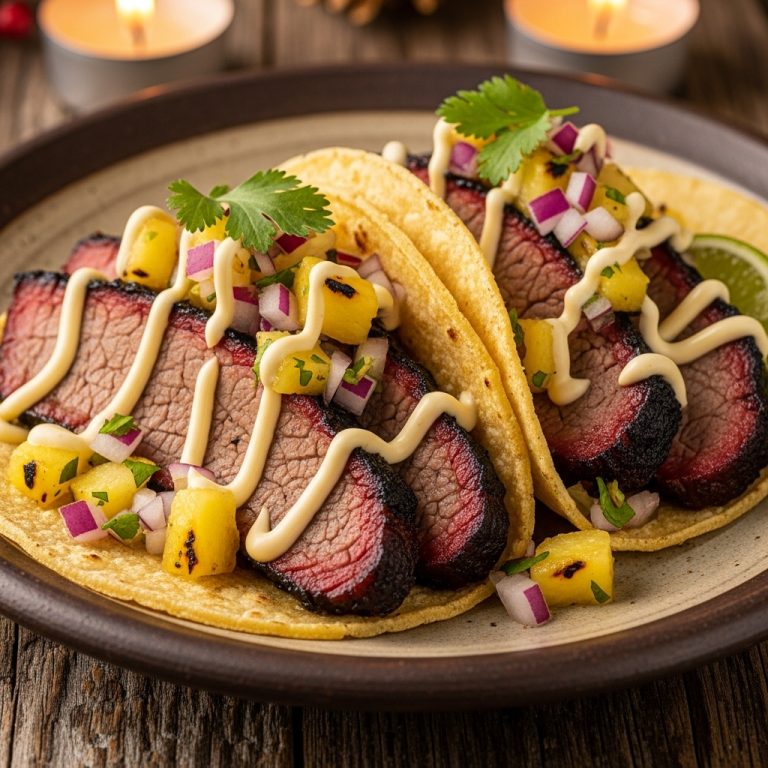 Texas-Mex Fusion Tacos: Grilled Beef Brisket with Charred Pineapple Salsa
